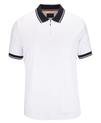 Soft Jersey Polo with Striped Knitted Collar