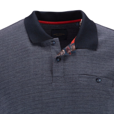 Navy Polo Shirt with Skull Detailing