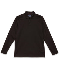 Long sleeve jersey polo made with mercerized cotton