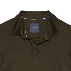 Long sleeve jersey polo made with mercerized cotton