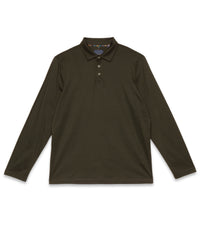 Long sleeve jersey polo made with mercerized cotton