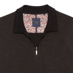 Men's Black Herringbone Half-Zip Jersey