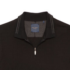 Long Sleeve Textured Polo Polo with Knitted Collar