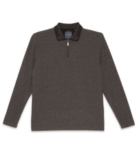 Long Sleeve Textured Polo Polo with Knitted Collar