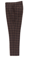 Men’s Checked Brown Wool Blend Trousers