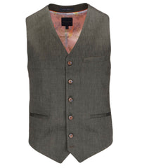 Olive Linen Blend Waistcoat