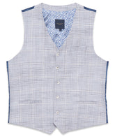 Soft Melange Check Light Blue Waistcoat