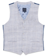 Soft Melange Check Light Blue Waistcoat