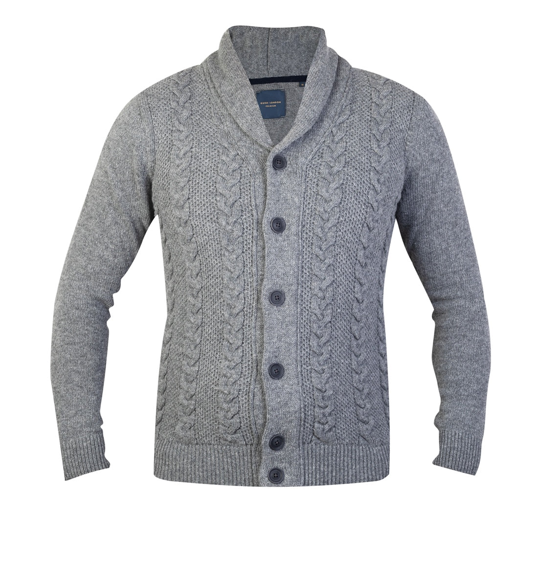 Shawl collar cable knit cardigan