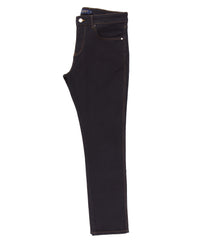 Dark wash slim jean with contrast stitching