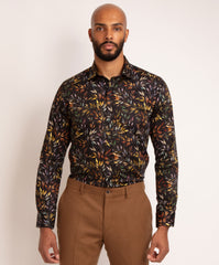 Long Sleeve Autumn Leaves Print Shirt