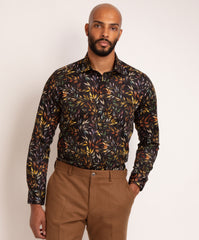 Long Sleeve Autumn Leaves Print Shirt