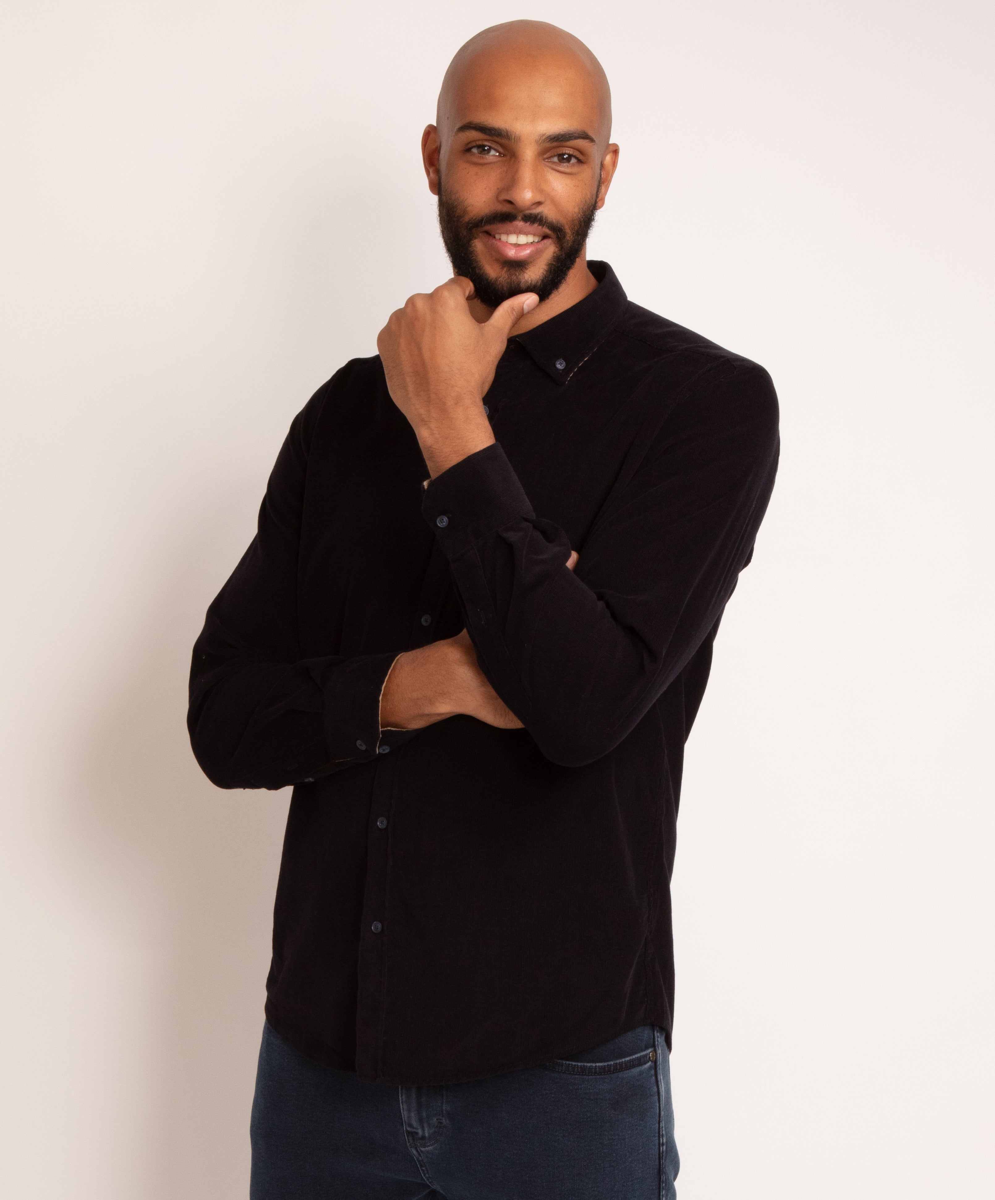 Black button down collar shirt cheap