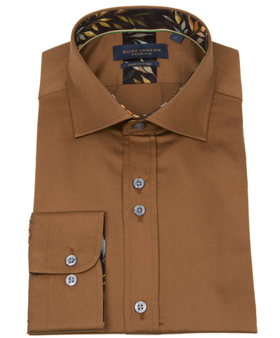 Long Sleeve Double Button Leaf Collar Shirt