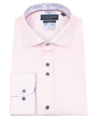 Long Sleeve Solid Colour Sateen Print Contrast Shirt