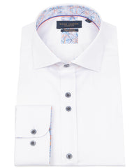 Long Sleeve Solid Colour Sateen Print Contrast Shirt