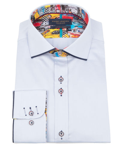 Long Sleeve Vibrant Solid Colour Detail Shirt