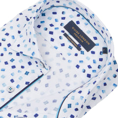 Men's Abstract Geo Short Sleeve Shirt – Blue & White Design