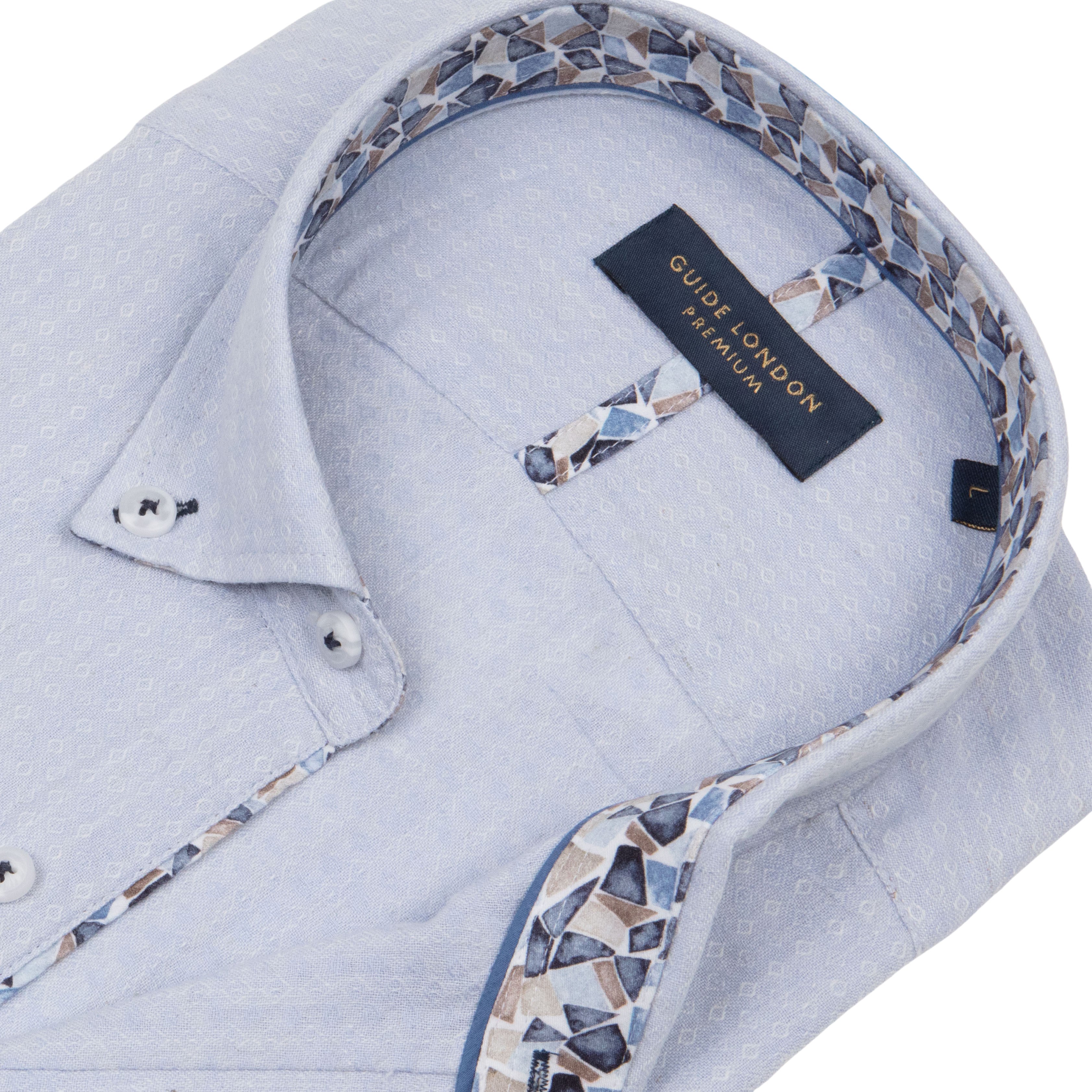 Half Sleeve Cotton-Linen Blend Shirt