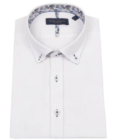 Half Sleeve Cotton-Linen Blend Shirt