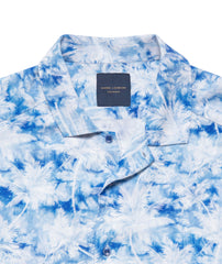 Tropical Breeze Relaxed Fit Shirt - Blue with White Pattern