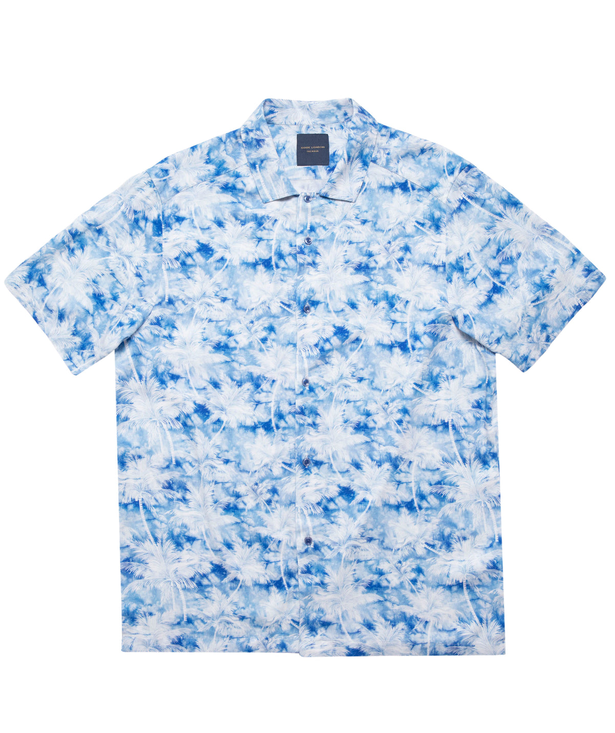 Tropical Breeze Relaxed Fit Shirt - Blue with White Pattern