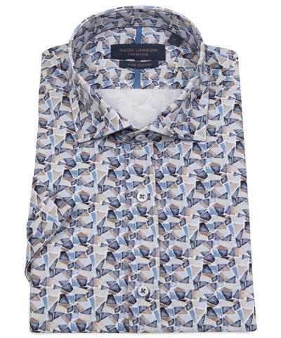 Men's Short Sleeve Geometric Pattern Shirt