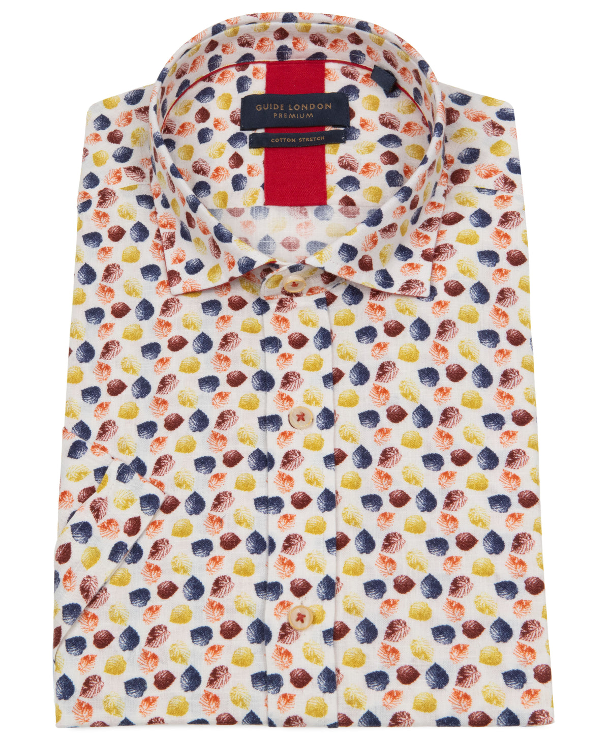 Colourful Leaves Half Sleeve Shirt - Cotton Blend