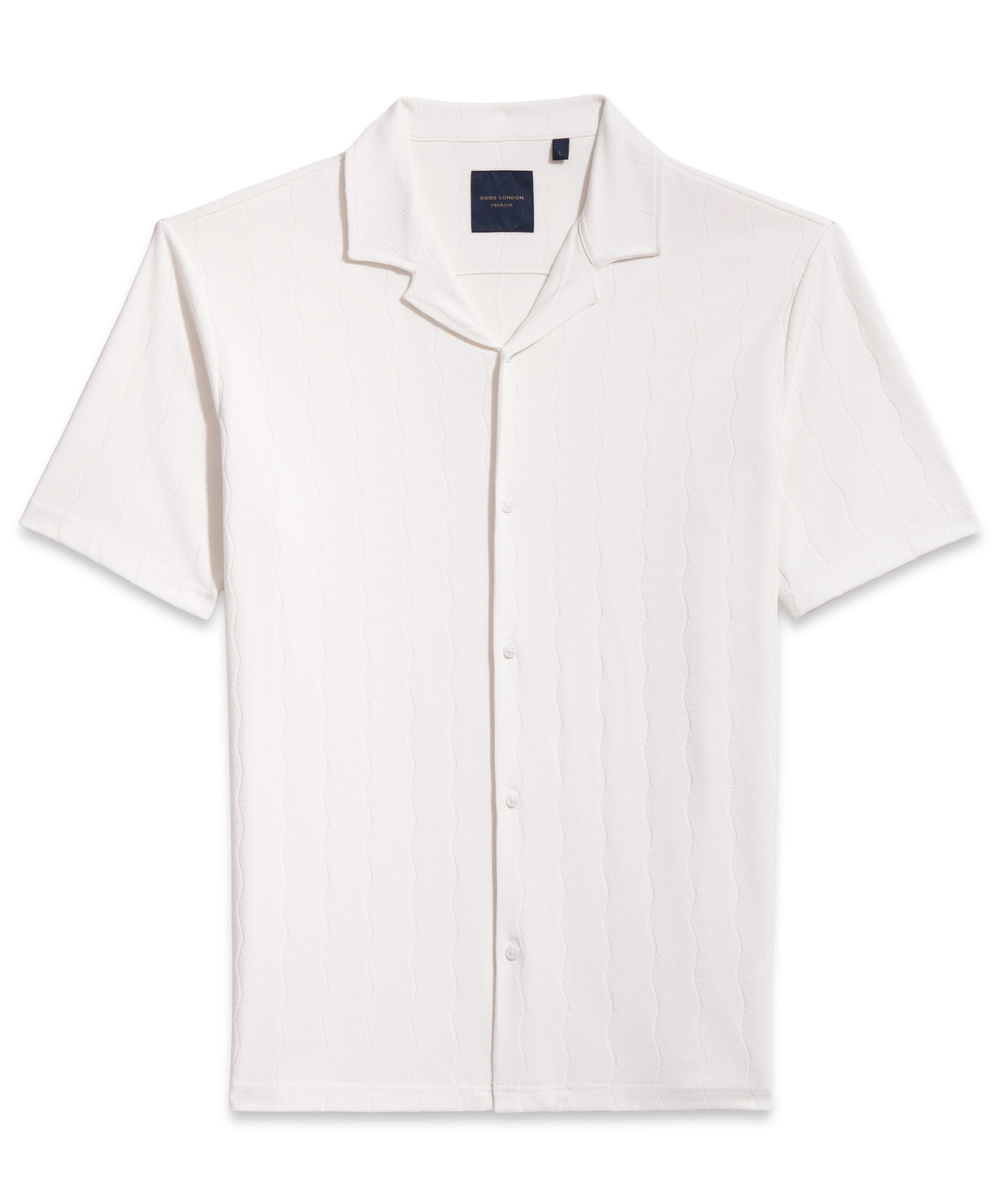 Short Sleeve Knitted Button Through Revere Collar Jersey Shirt