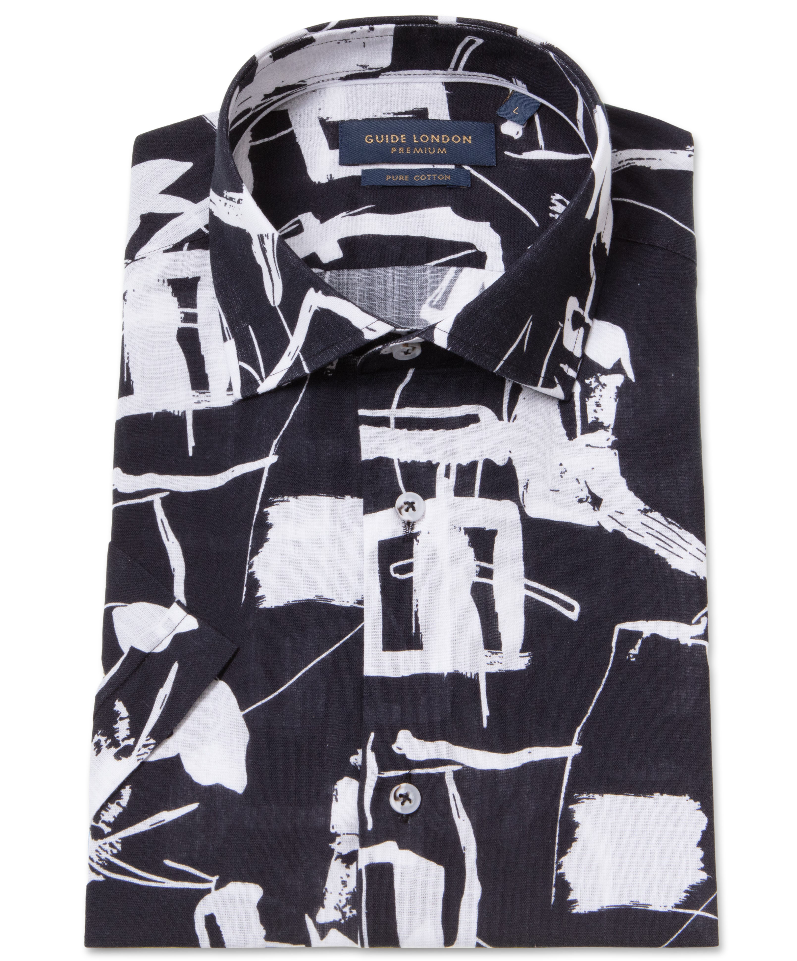 Pure Cotton Short Sleeve Linen Look Shirt