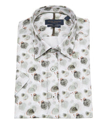 Green Pebble Watercolour Short Sleeve Cotton Shirt