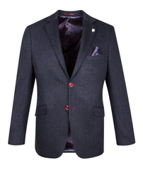 Herringbone Blazer with Pink Stripe and Hot Pink Buttons