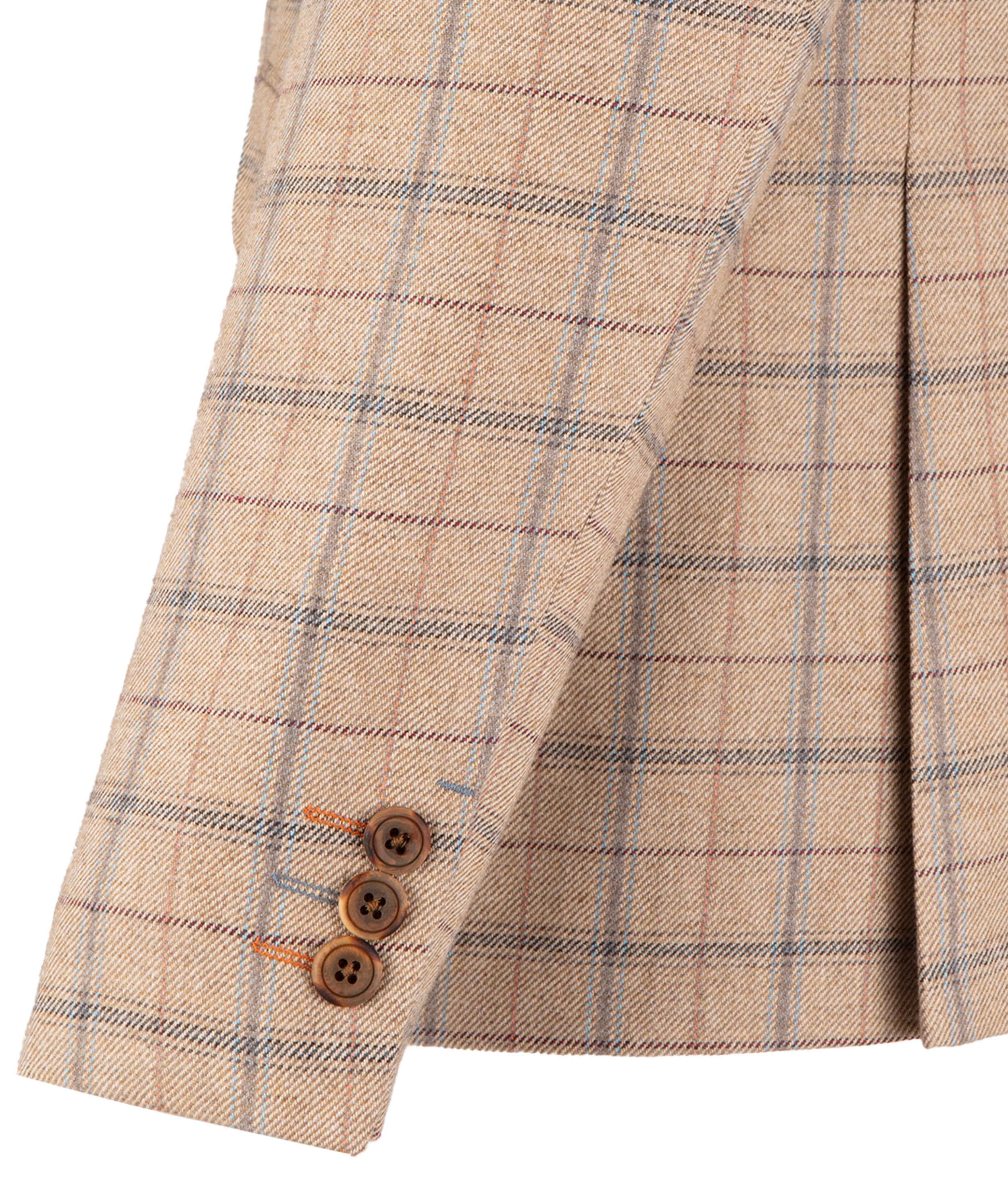 Tan Check Wool and Cotton Blend Jacket