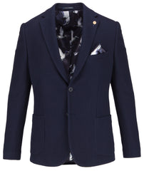 Fine Textured Cotton Blazer with Printed Lining