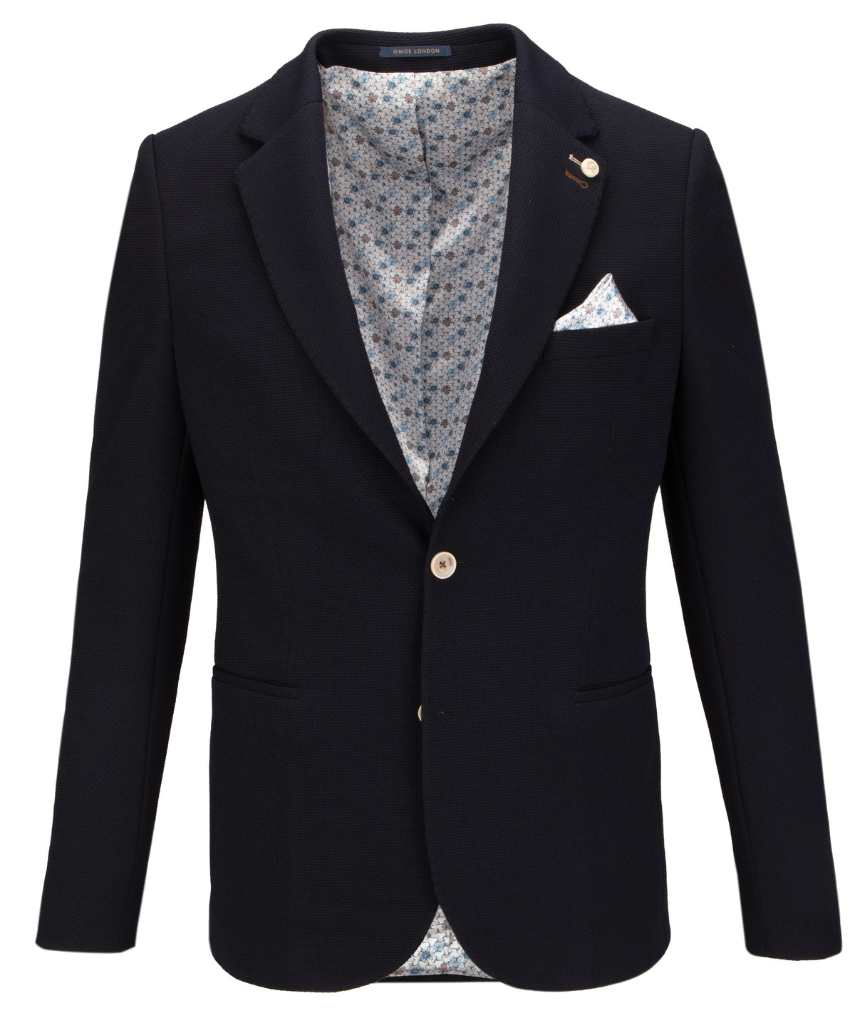 Navy Modern Jacket with Eye-Catching Detailed Lining