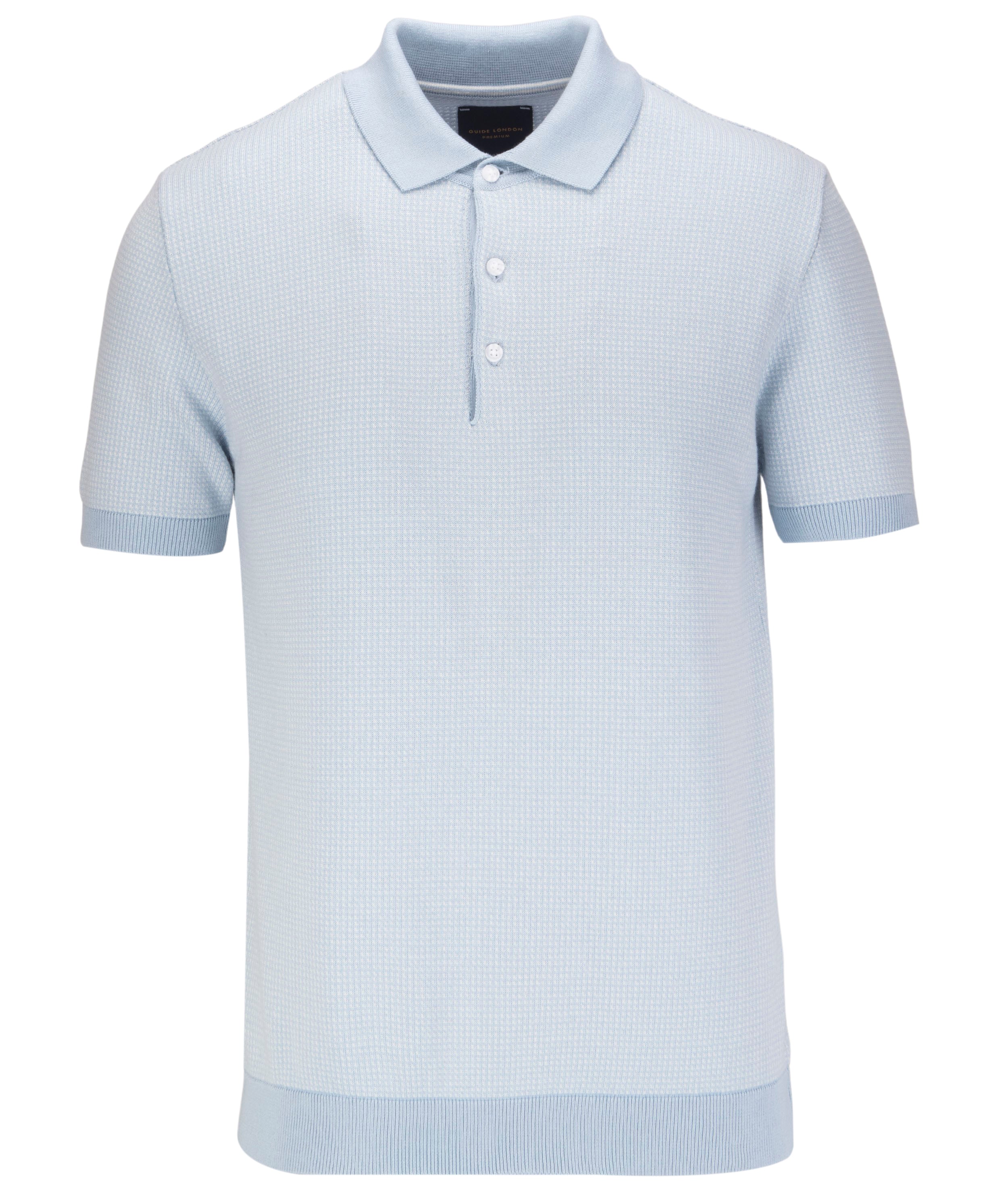 Short Sleeve Knitted 2 Colour Jacquard  Polo