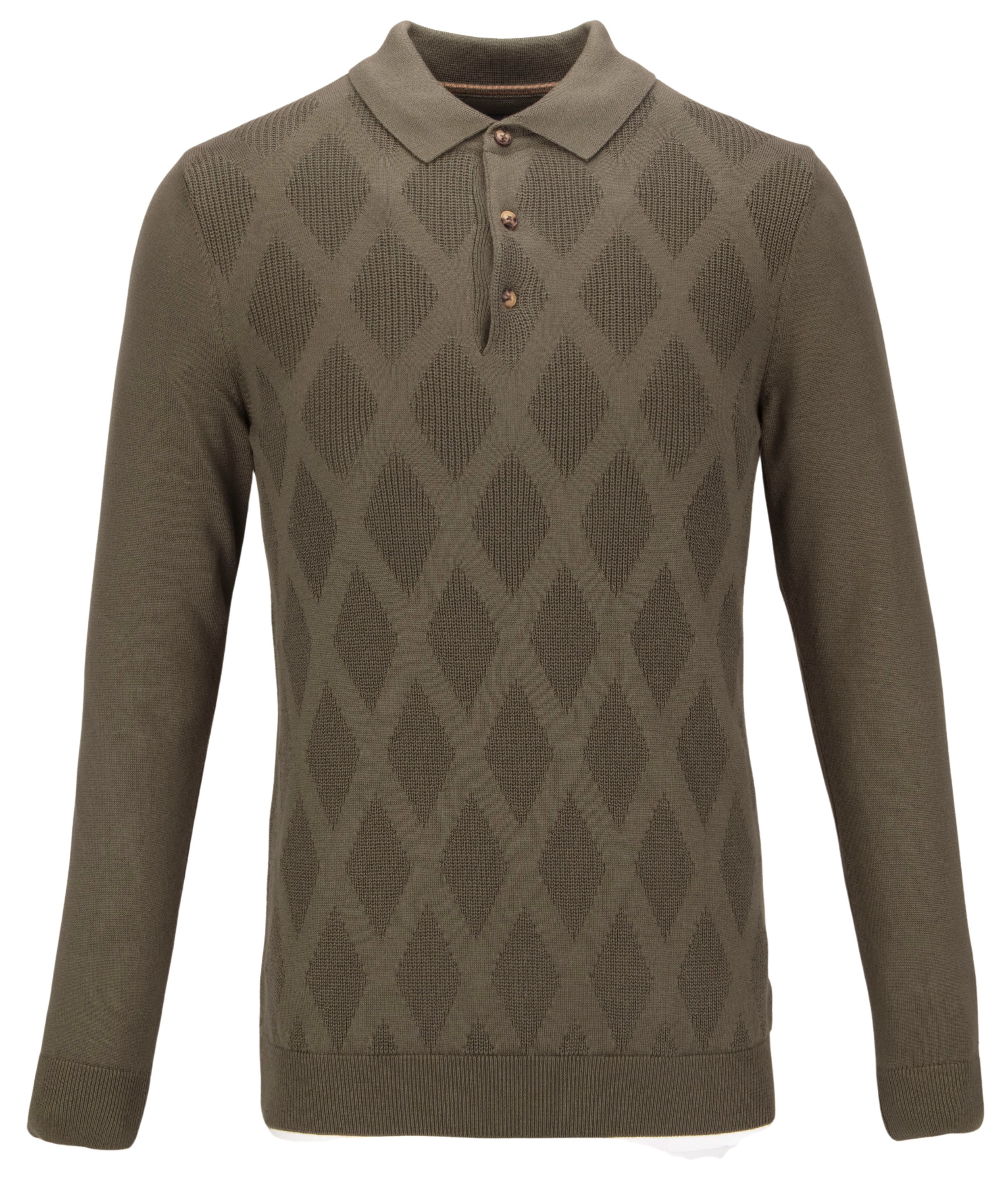 Long Sleeve Diamond Knit Polo