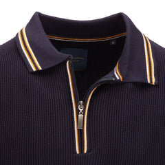 Striped Collar Short Sleeve Knit