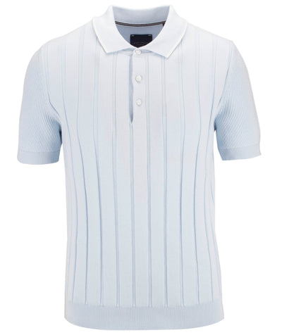 Pure Cotton Knit Polo Shirt - Classic Wide Rib Design