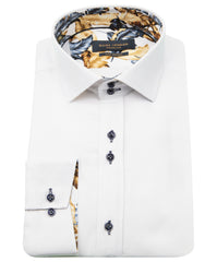 Jacquard Shirt with Leaf Contrast Details