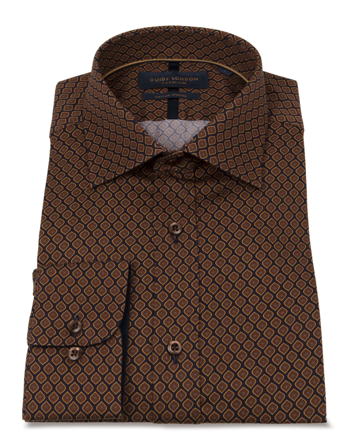 Men's Long Sleeve Geometric Tan Shirt