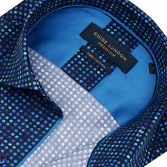 Men's Navy Geometric Dot Sateen Shirt