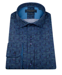 Men's Navy Geometric Dot Sateen Shirt