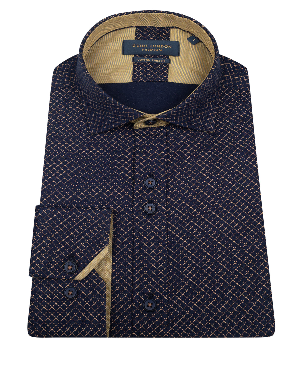 Stretch Cotton Poplin Shirt with Dotted Scale Pattern