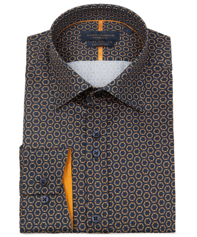 Long Sleeve Geometric Pattern Cotton Shirt