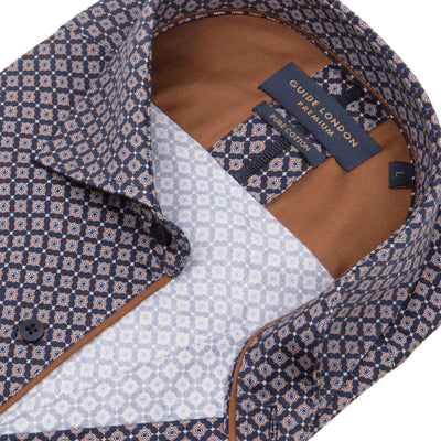 Geometric Pattern Long Sleeve Cotton Shirt