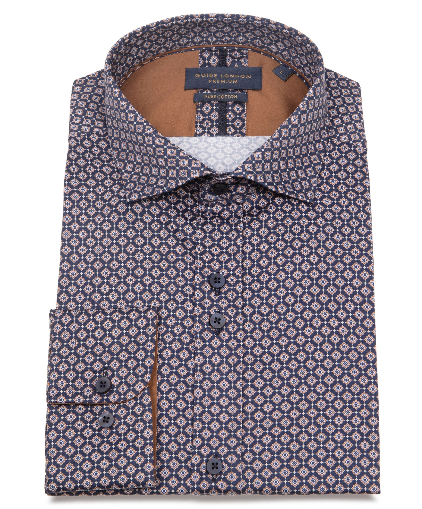 Geometric Pattern Long Sleeve Cotton Shirt