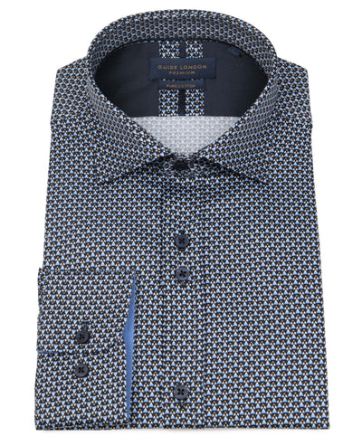 Blue Geometric Long Sleeve Shirt