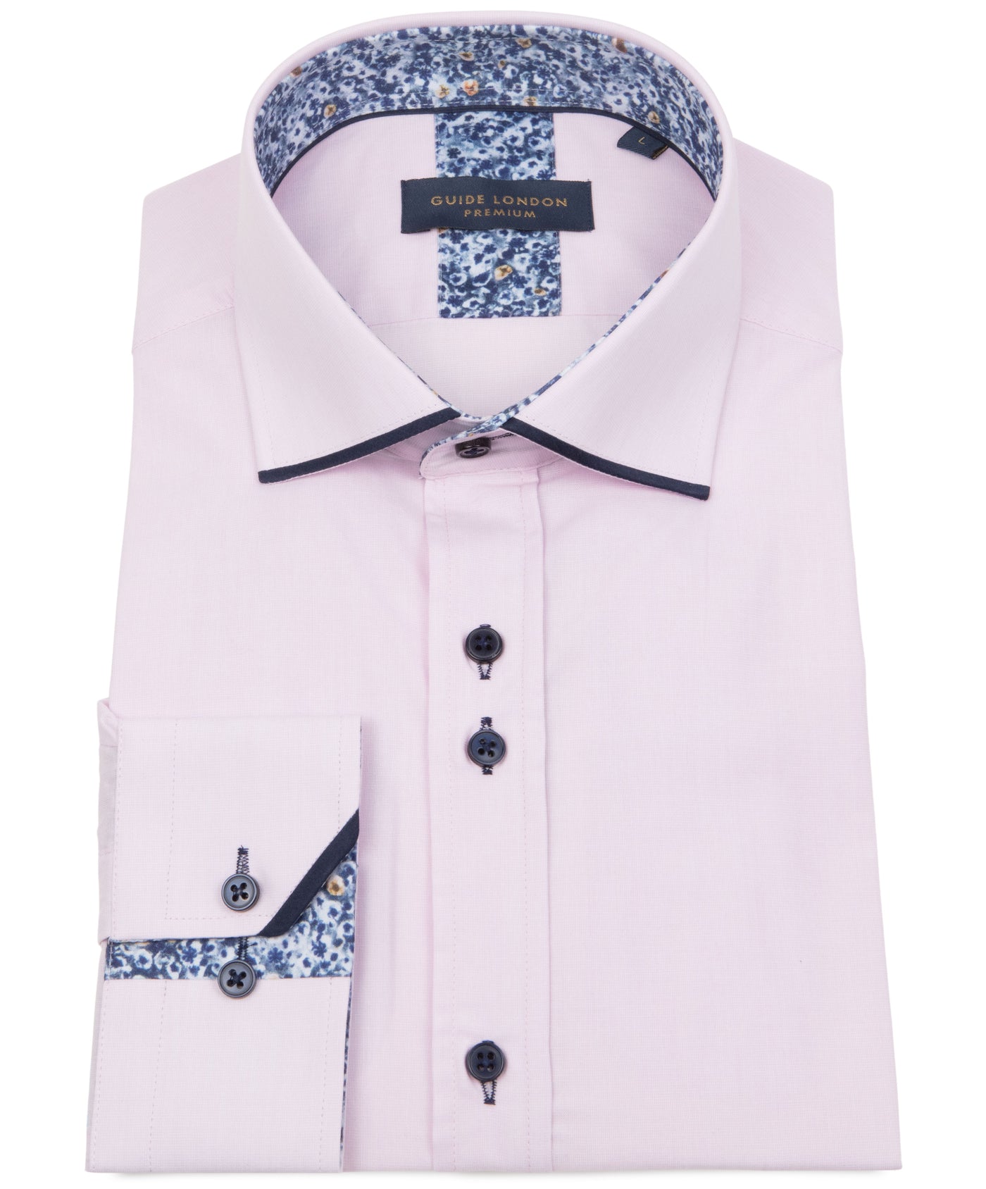 Long Sleeve Panelled Collar End on End Shirt