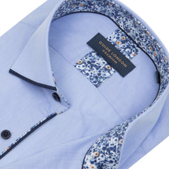 Long Sleeve Panelled Collar End on End Shirt